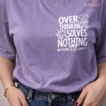 KitVana Overthinking Solves Nothing Statement Print Lavender T-Shirt XL AND L SIZE img1- KITVANA