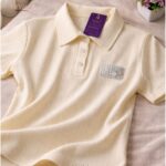 Kitvana Women’s Vanilla Yellow Ribbed Polo Crop Top img1 - KITVANA