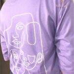 Light Lavender Minimal Abstract Line Art Graphic T-Shirt for Women img2- kitvana