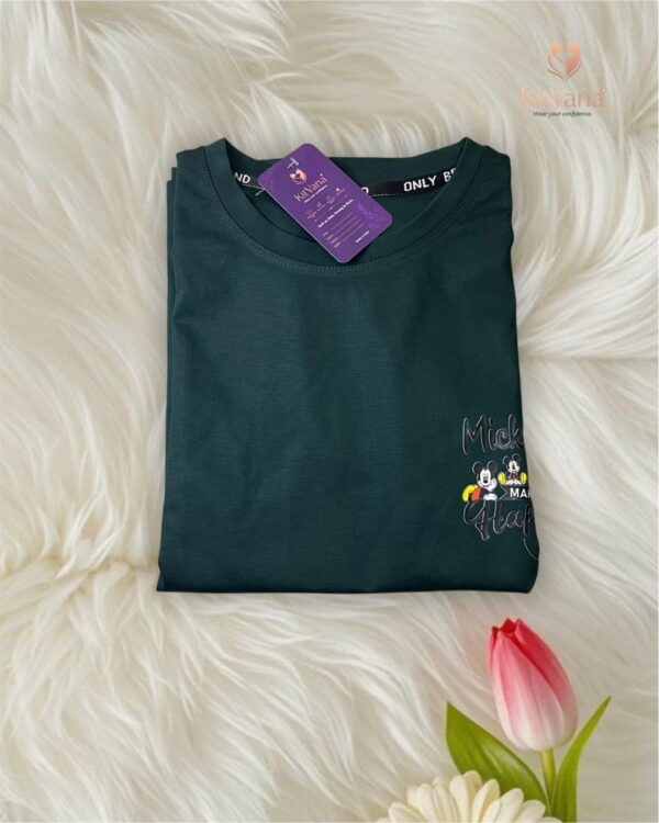 Mickey Happiness Dark Green Womens XL Casual T-Shirt img6– KitVana.in