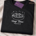 Nap Time Squad Black Cute Cat Print Crop Top (L) img1 – KitVana
