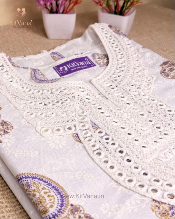 Kitvana Ivory Paisley Violet color Cotton Kurti img3