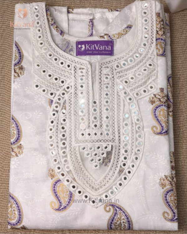 Kitvana Ivory Paisley Violet color Cotton Kurti img4