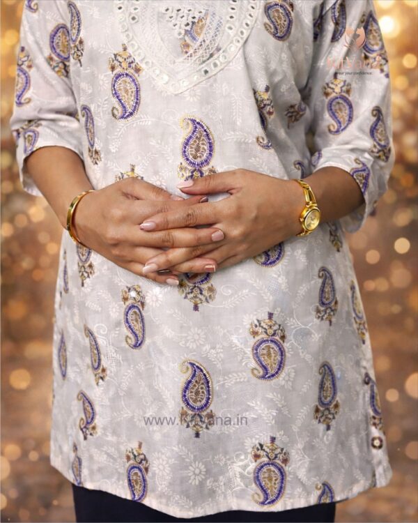 Kitvana Ivory Paisley Violet color Cotton Kurti img5