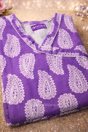Kitvana Light Purple Print Cotton Kurti for Women- img1