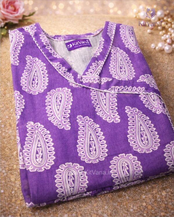 Kitvana Light Purple Print Cotton Kurti for Women- img1