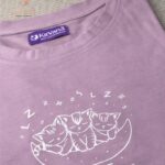 Lavendar Nap Time Squad Pink Cute Cat Print Crop Top (L) img 4 – KitVana