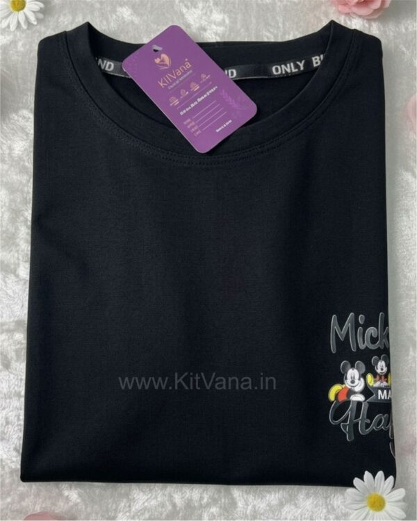 Mickey Happiness Women’s XL Casual T-Shirt (Black Color) img1 – KitVana