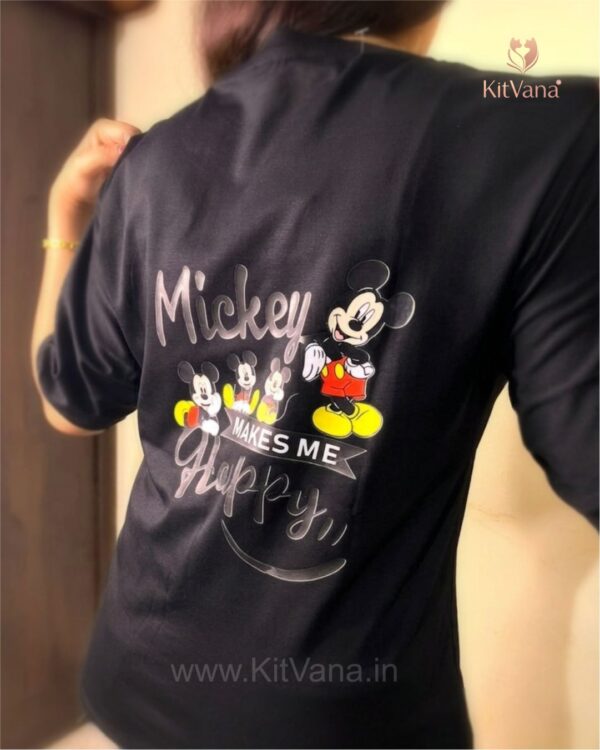 Mickey Happiness Women’s XL Casual T-Shirt (Black Color) img4 – KitVana