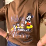 Mickey Happiness Women’s XL Casual T-Shirt (Brown Color) img3 – KitVana
