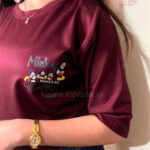 Mickey Happiness Women’s XL Casual T-Shirt (Wine Color) img2 – KitVana