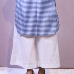 Blue & White Checkered Cotton Kurti with White Palazzo img9- kitvana