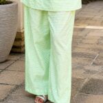 Women's Cotton Co-Ord Set – Mint Green Striped img6- kitvana.in