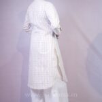 Women’s Beige Check Kurta Palazzo Set img4- kitvana