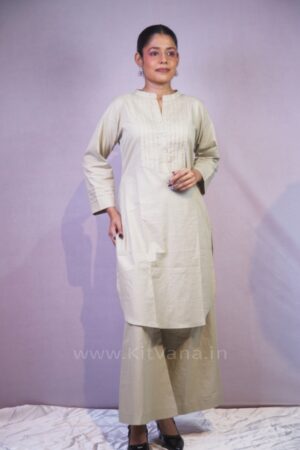 Women’s Off White Ivory Straight Kurta Palazzo Set img1- kitvana