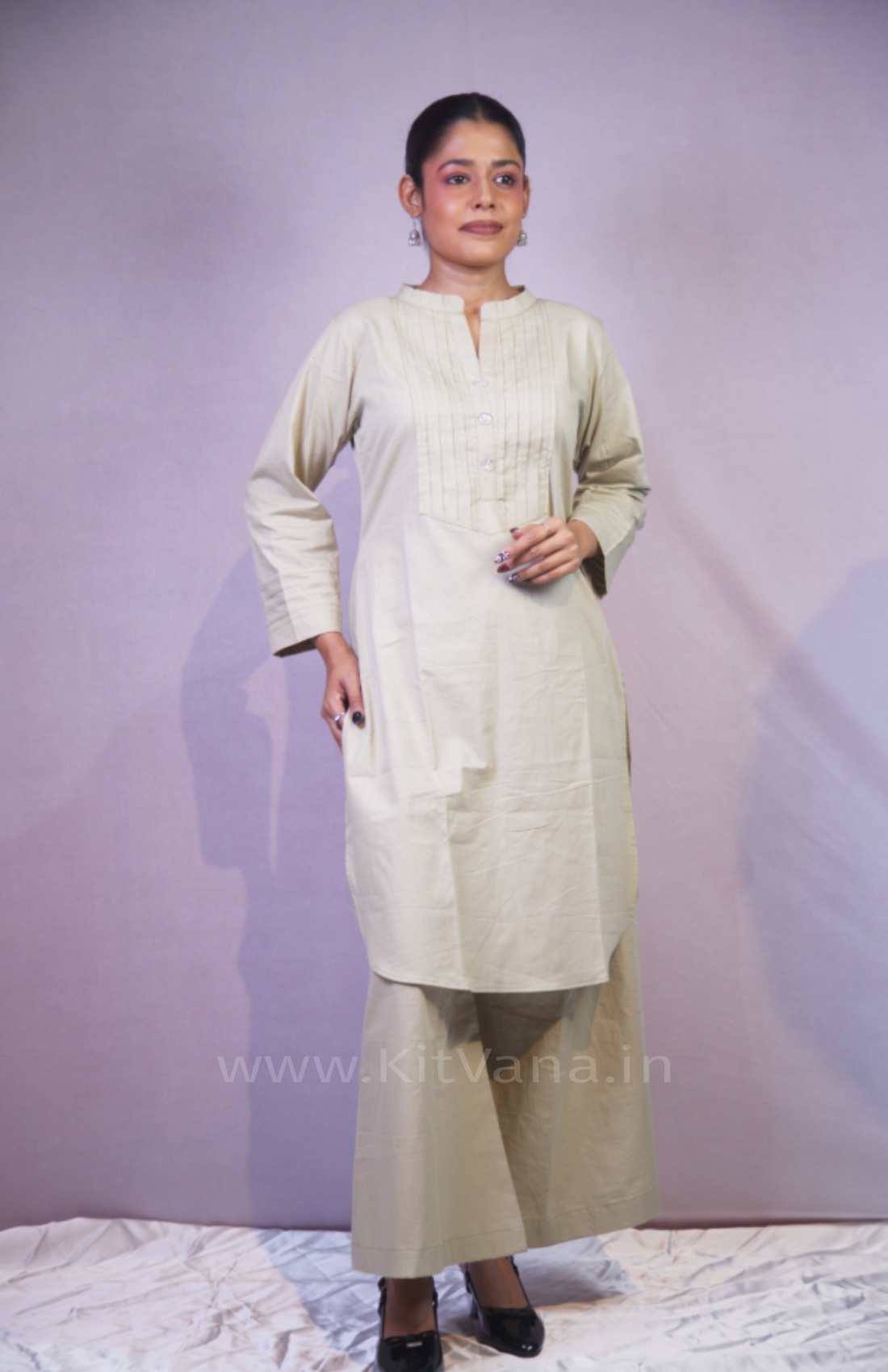 Women’s Off White Ivory Straight Kurta Palazzo Set