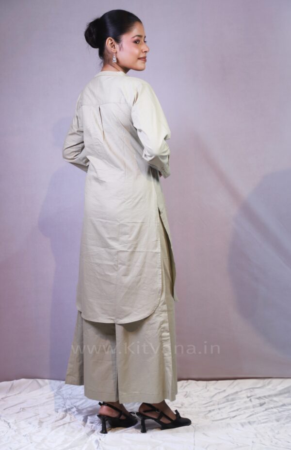 Women’s Off White Ivory Straight Kurta Palazzo Set img4- kitvana