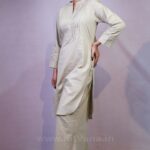 Women’s Off White Ivory Straight Kurta Palazzo Set img6- kitvana