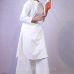 Women’s White Straight Kurta with Palazzo Set img2- kitvana