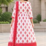 Red-and-White Anarkali in Courtyard3