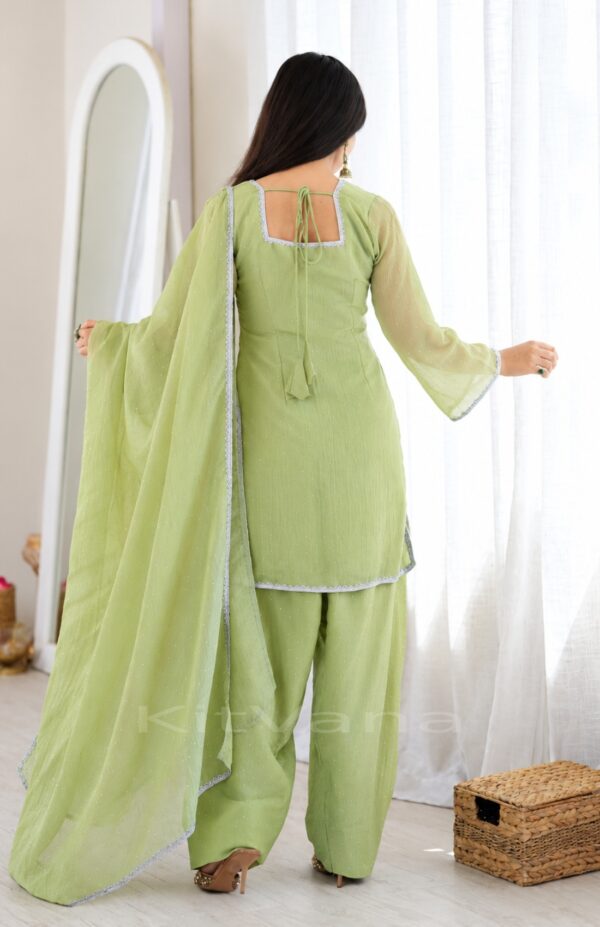 Women’s Pista Green Crunchy Silk Farshi Salwar Suit Set img2- kitvana