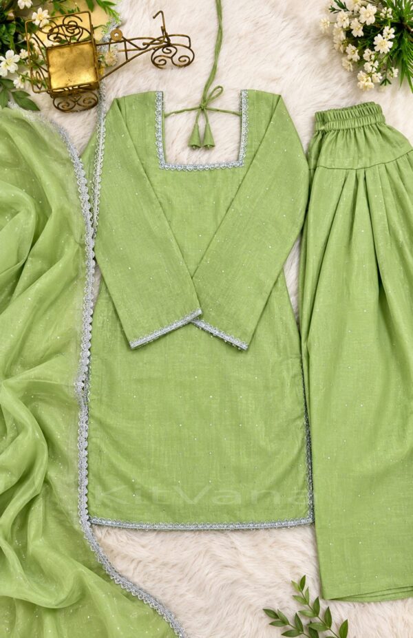Women’s Pista Green Crunchy Silk Farshi Salwar Suit Set img3- kitvana